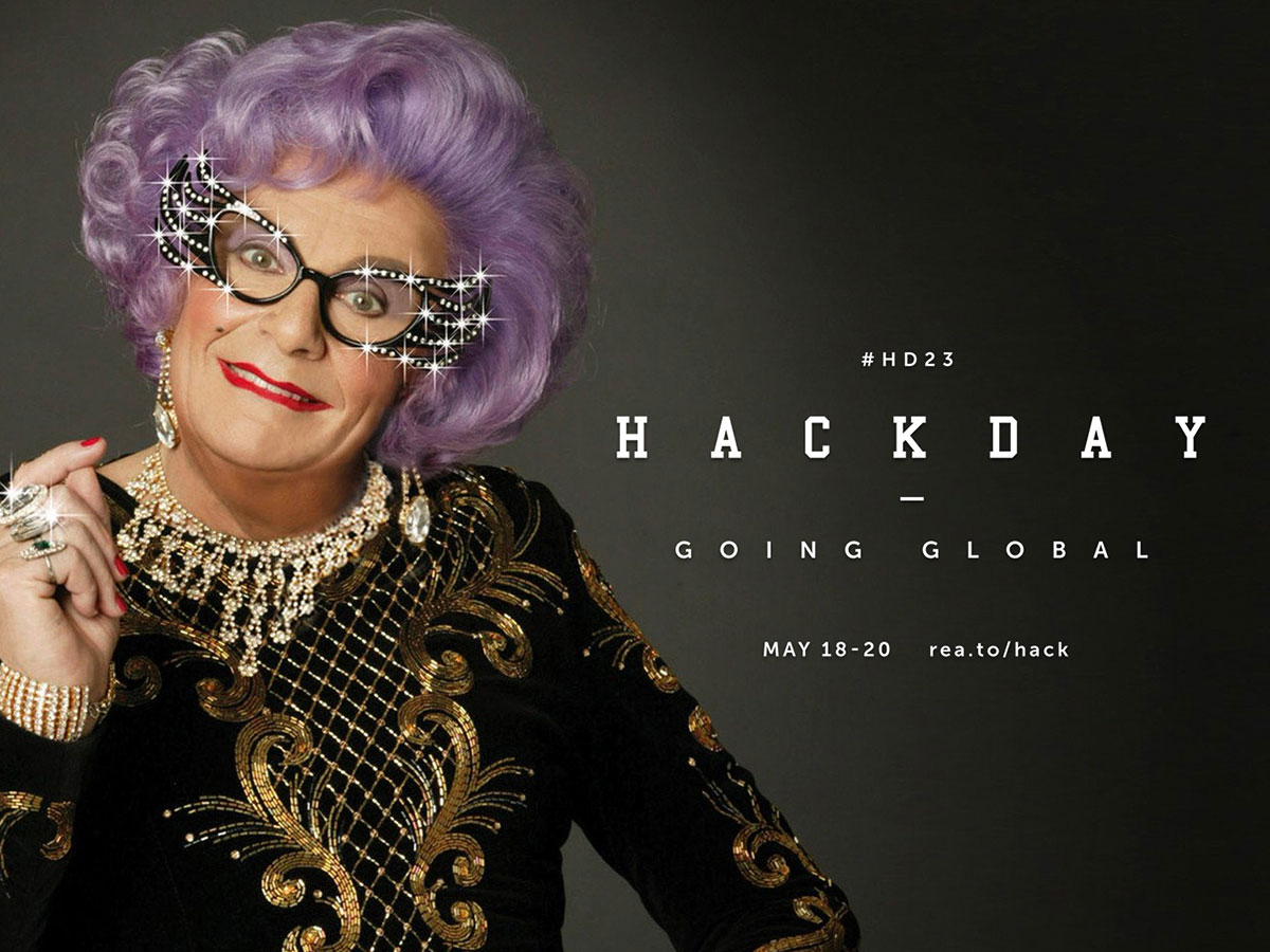 Dame Edna Everage and Hack Day Going Global