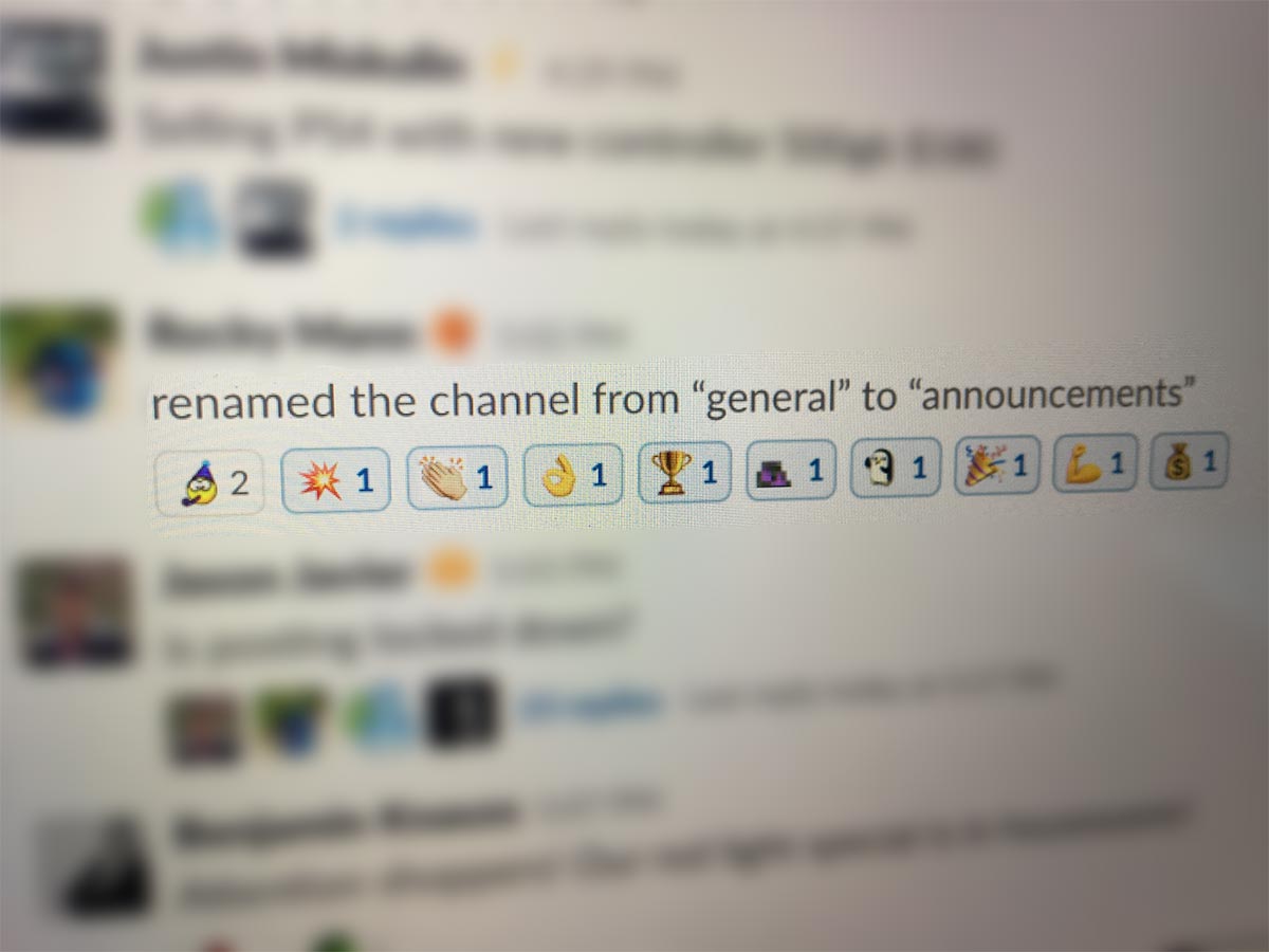 Fervent campaign to rename the 'general' slack channel to 'announcements' finally prevails.